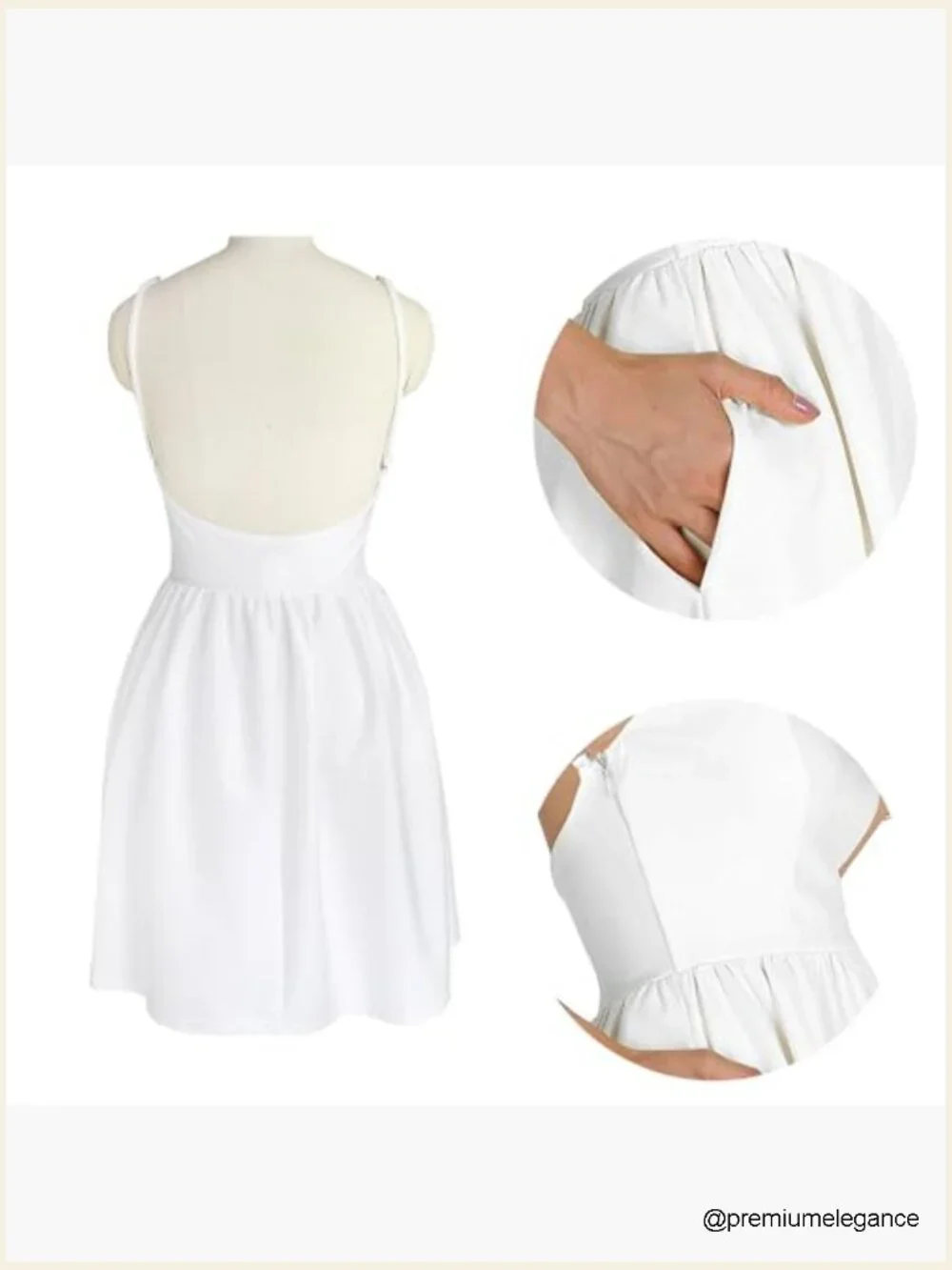 Spaghetti Strap Backless Mini Dress A-Line Cocktail Party Casual - Picture 5 of 6